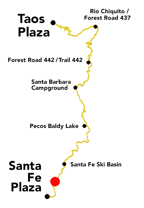 Plaza to Plaza Thru-Hike thumbnail map - oak trees in Juan Canyon on Juan Trail (399)