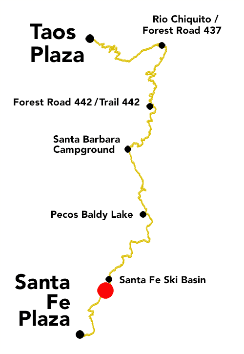 Plaza to Plaza Thru-Hike thumbnail map - climb up Winsor Trail