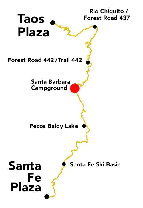 Plaza to Plaza Thru-Hike thumbnail map - Rio Santa Barbara at Santa Barbara Campground