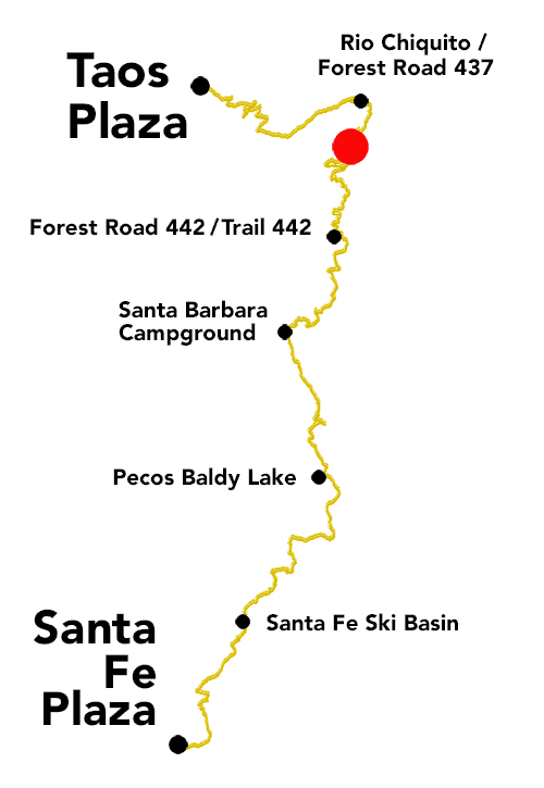 A track along Forest Road 438 in Section 5-5 of the Santa Fe to Taos Thru-Hike