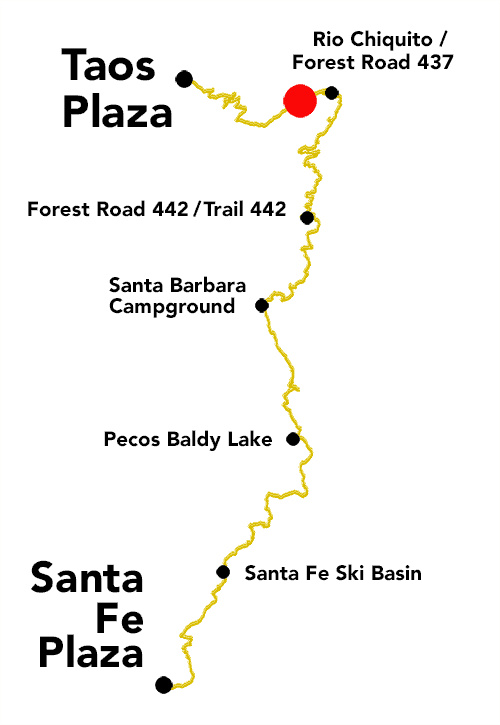 Plaza to Plaza Thru-Hike thumbnail map - FR 437 around Buena Suerte Canyon