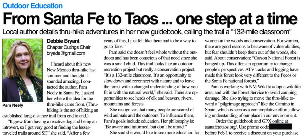 132-mile Santa Fe to Taos thru-hike adventure for outdoor enthusiasts and nature lovers.