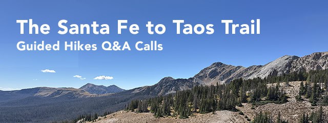 A view from the Santa Fe to Taos Trail of Truchas Peaks, The Trailriders Wall, and East Pecos Baldy.