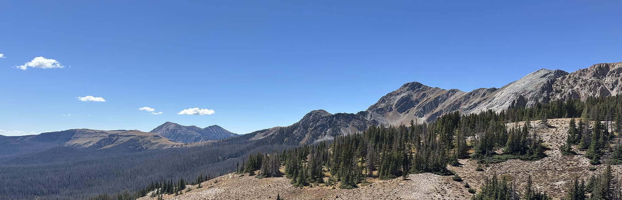 Hiking trail through mountainous landscape in Santa Fe to Taos Thru-Hike adventure.