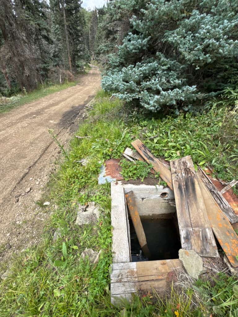 Trail and water crossing on the Santa Fe to Taos Thru-Hike trail.