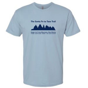 The Santa Fe to Taos Trail T-shirt with mountain graphic and trail details.
