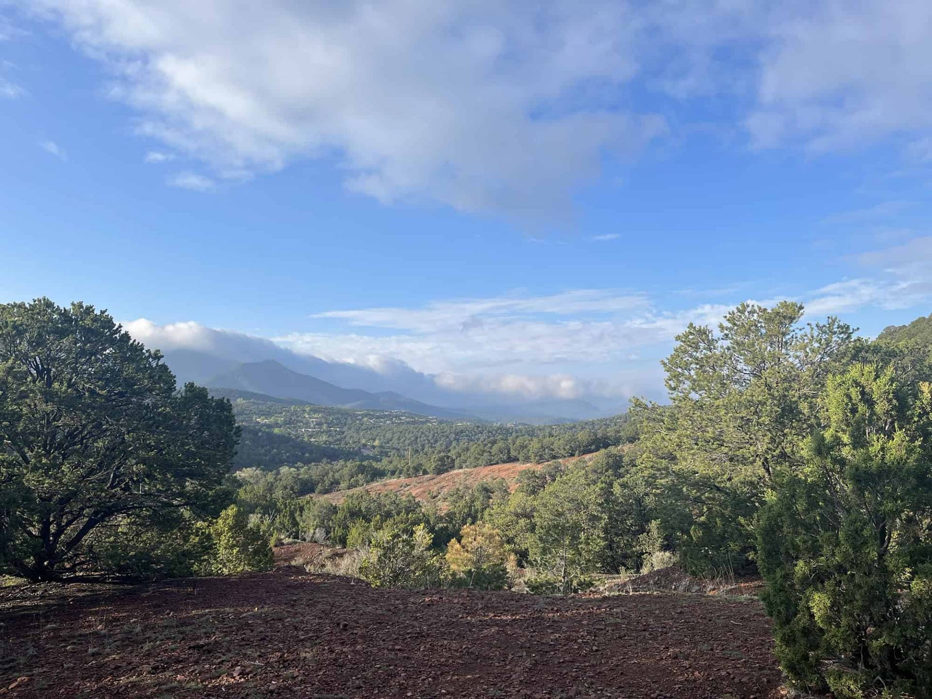 View of Santa Fe hills from Dale Ball trails past Sierra del Norte